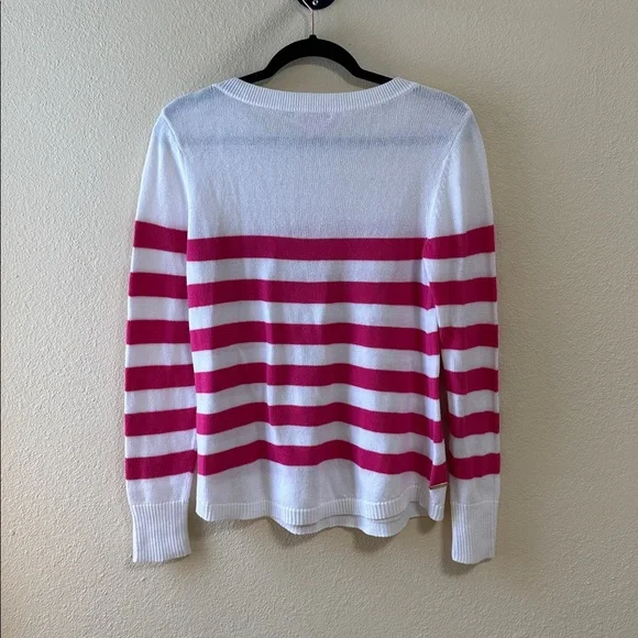 Lilly Pulitzer Pink and White Striped Sweater Size Medium - Picture 4 of 6